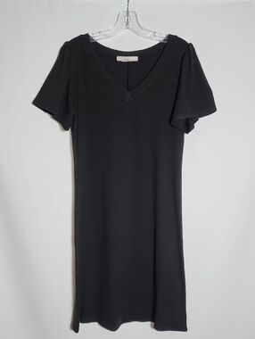 ZENANA | Black V-Neck Midi Dress with Flutter Sleeves